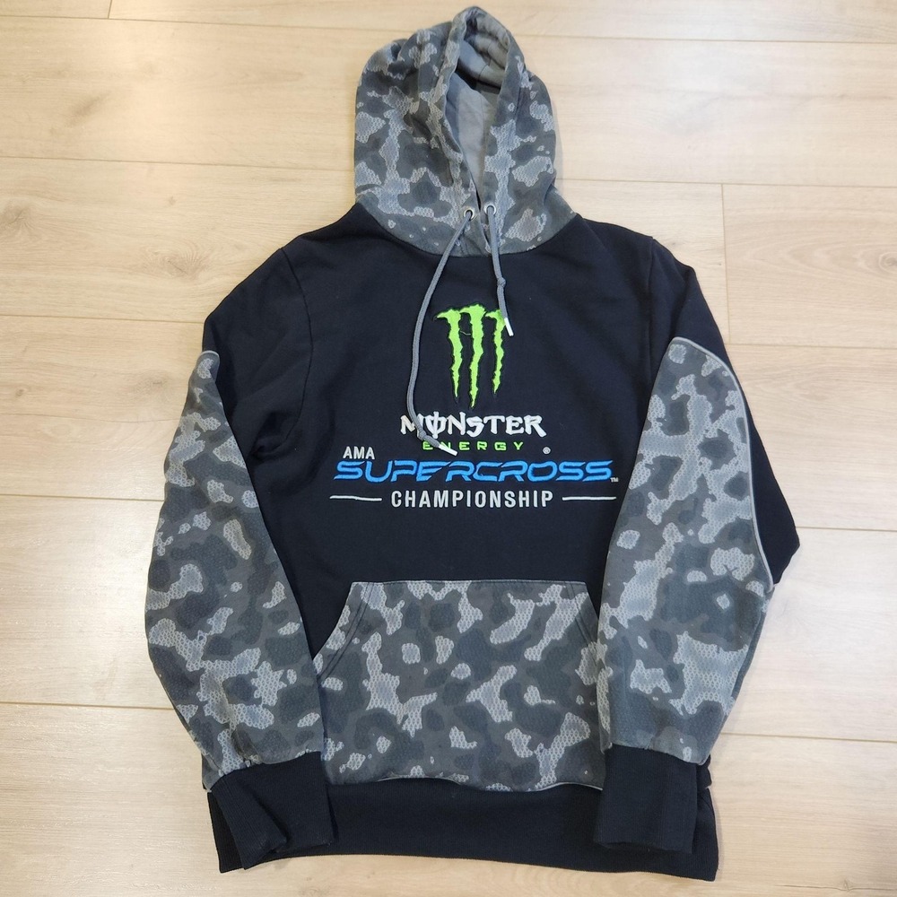 Monster Energy Supercross Hoodie Sweatshirt Mens Small Black Motocross Camo